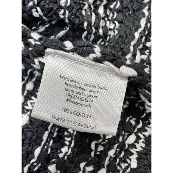 Eileen Fisher 100% Cotton Knit Cardigan Sweater Black White‎ Textured Size 1x - Picture 10 of 14